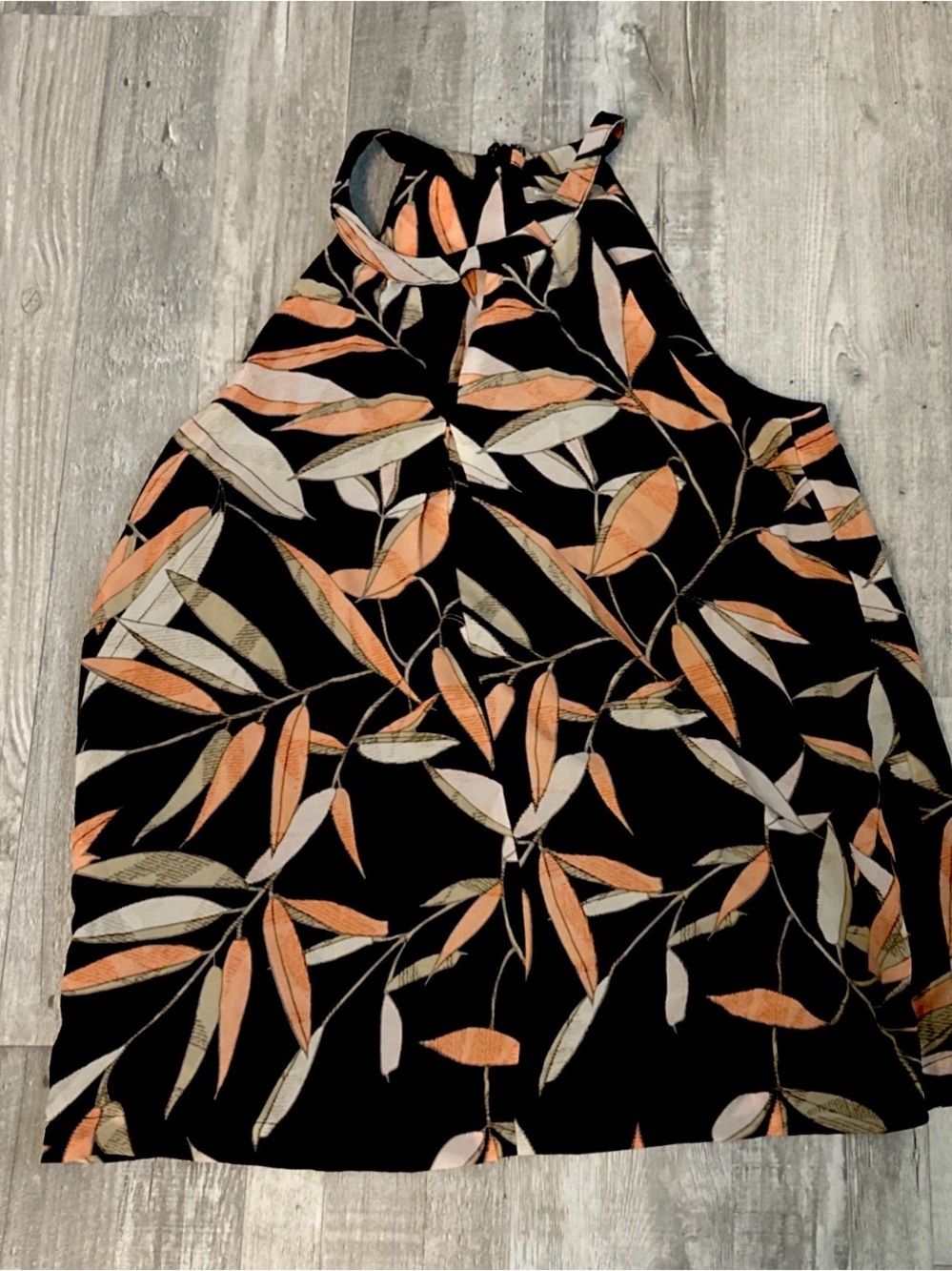 Banana Republic Womens Keyhole Halter Top Blouse MEDIUM Black Tan Peach A54